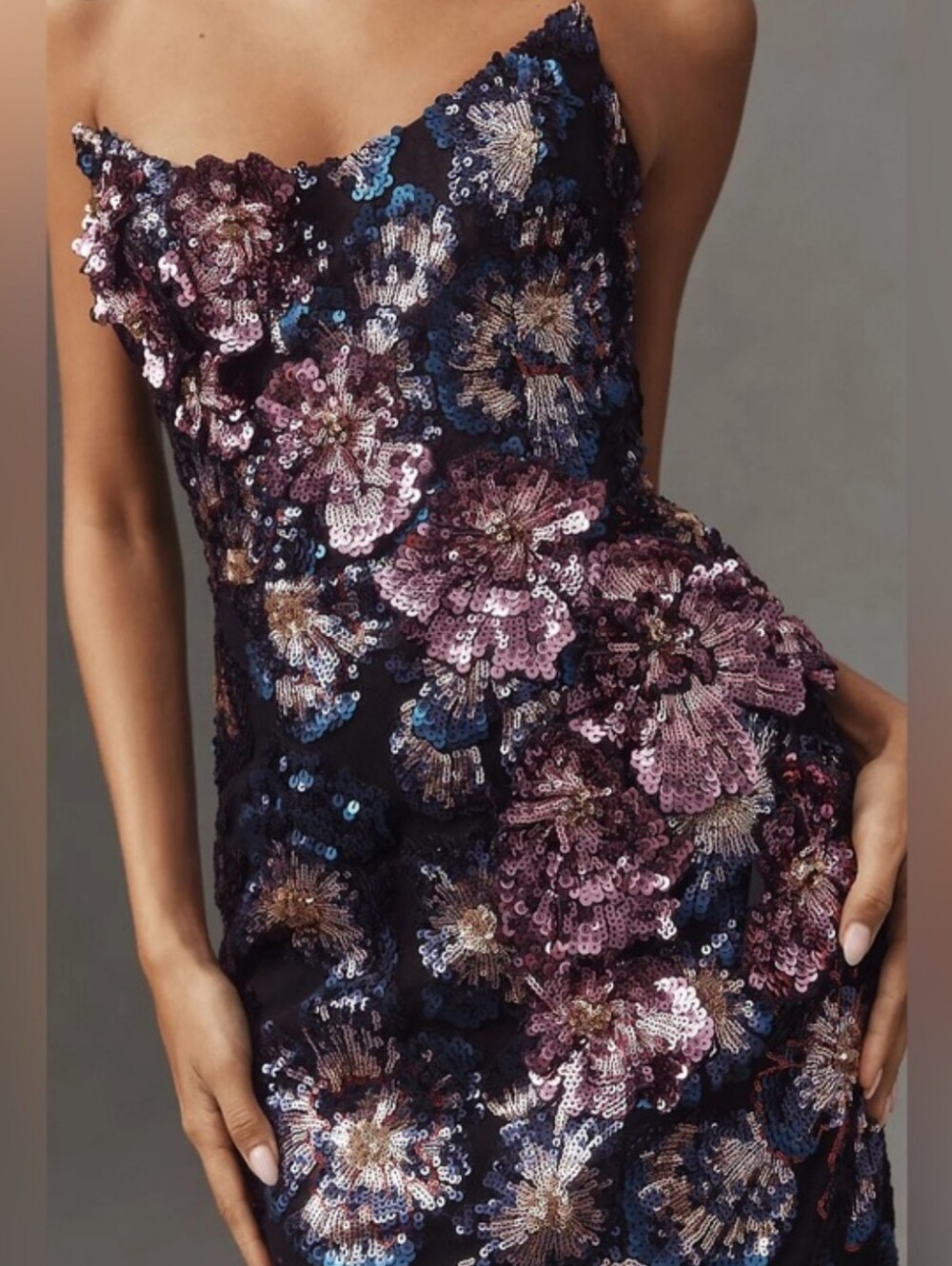 Helsi Rachel Strapless 3D Floral Sequin Midi Dress - XS - Picture 3 of 7